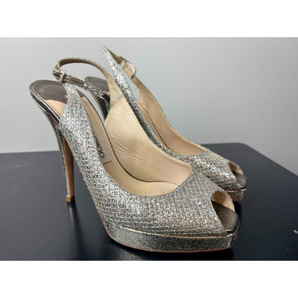 $695.00 Jimmy Choo Silver & Gold Sandals / Heels 6.5 e36.5 - Picture 5 of 12